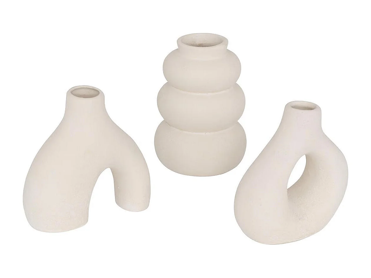 Lot de 3 Soliflores en Céramique "Lora" 9cm Blanc