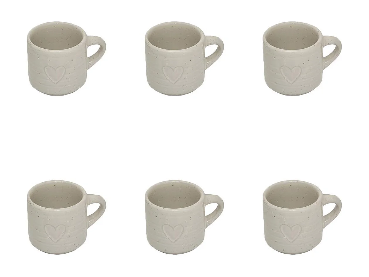 Lot de 6 Tasses à Café Expresso en Céramique "Adèle" 8cl Blanc
