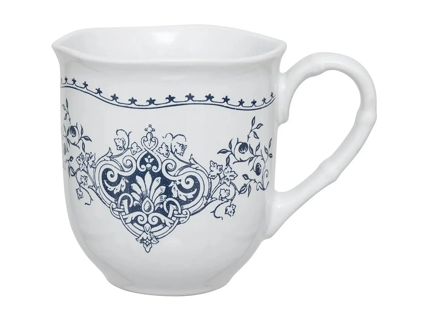 Lot de 6 Mugs en Céramique "Little Cottage" 32cl Blanc