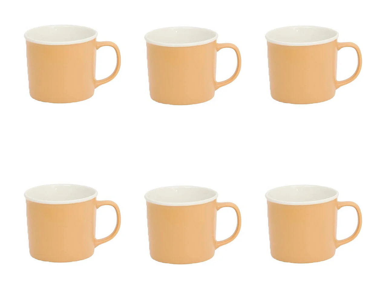 Lot de 6 Mugs en Porcelaine "Nature" 38cl Ocre