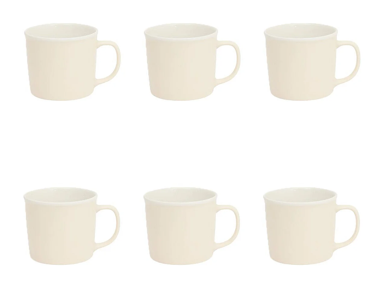 Lot de 6 Mugs en Porcelaine "Nature" 38cl Crème