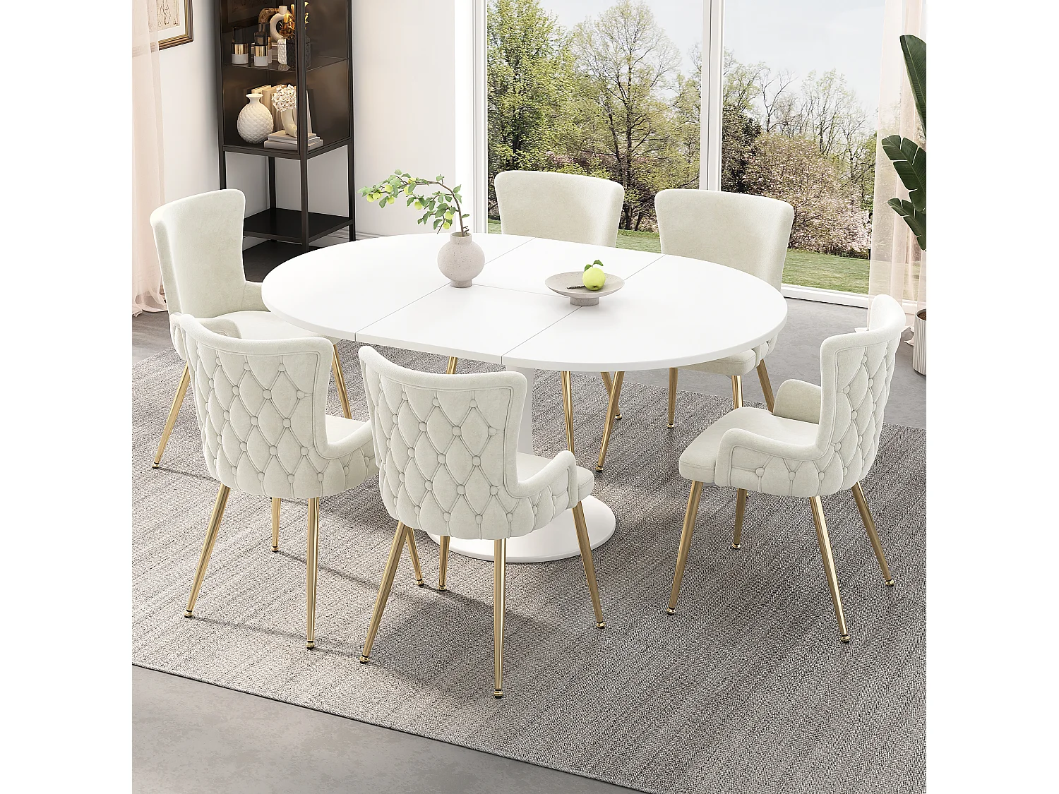 Set of 2 Velvet Chairs - Gold Metal Legs - Beige