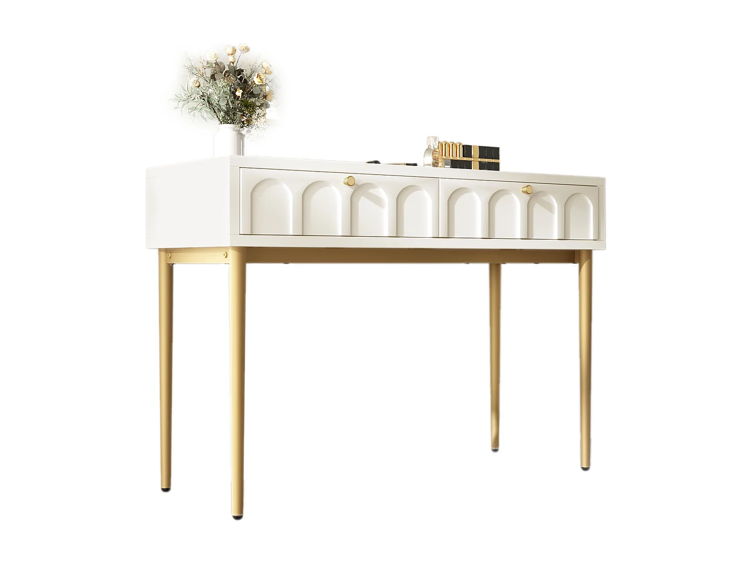 Dressing table with 2 drawers - particleboard - white