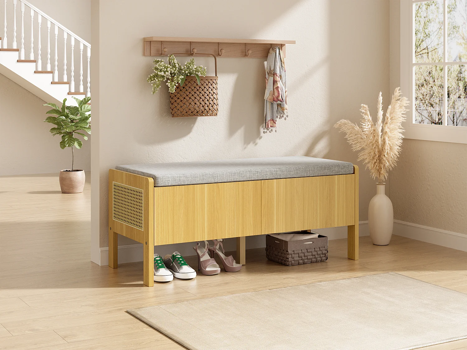 Modernes Sideboard 140 x 40 x 85 cm - mit LED-Beleuchtung - 2 Schubladen und 3 Türen - verstellbare Innenregale - Weiß