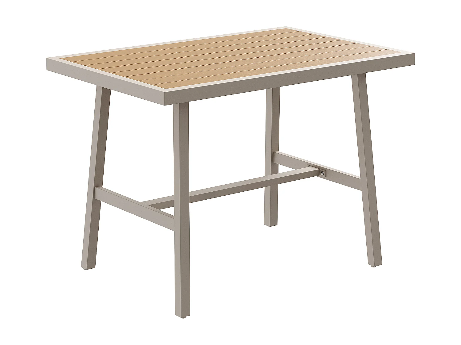 Havemøbel sæt 6 dele - Stor hjørnesofa med flettet ryg, lænestol, puff og stort bord - Galvaniseret stål - Beige