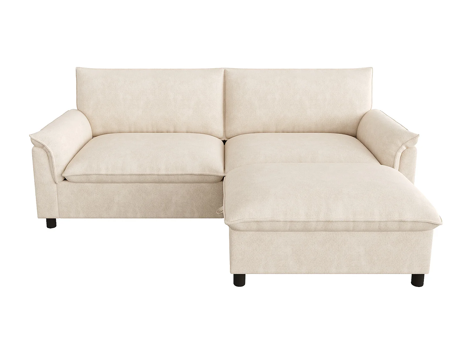 Canapé moderne 216 × 77 × 82 cm - avec repose-pieds amovible - avec espace de rangement - Chenille - Beige