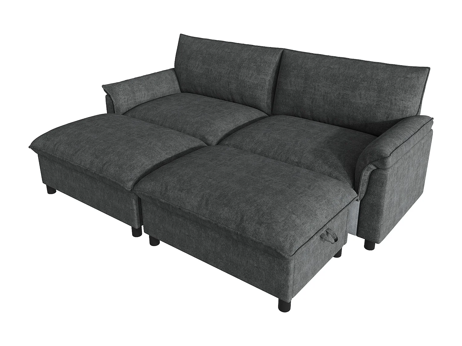 Moderne sofa 216 × 77 × 82 cm - med 2 bevægelige fodskamler - med opbevaringsplads - Chenille - sort
