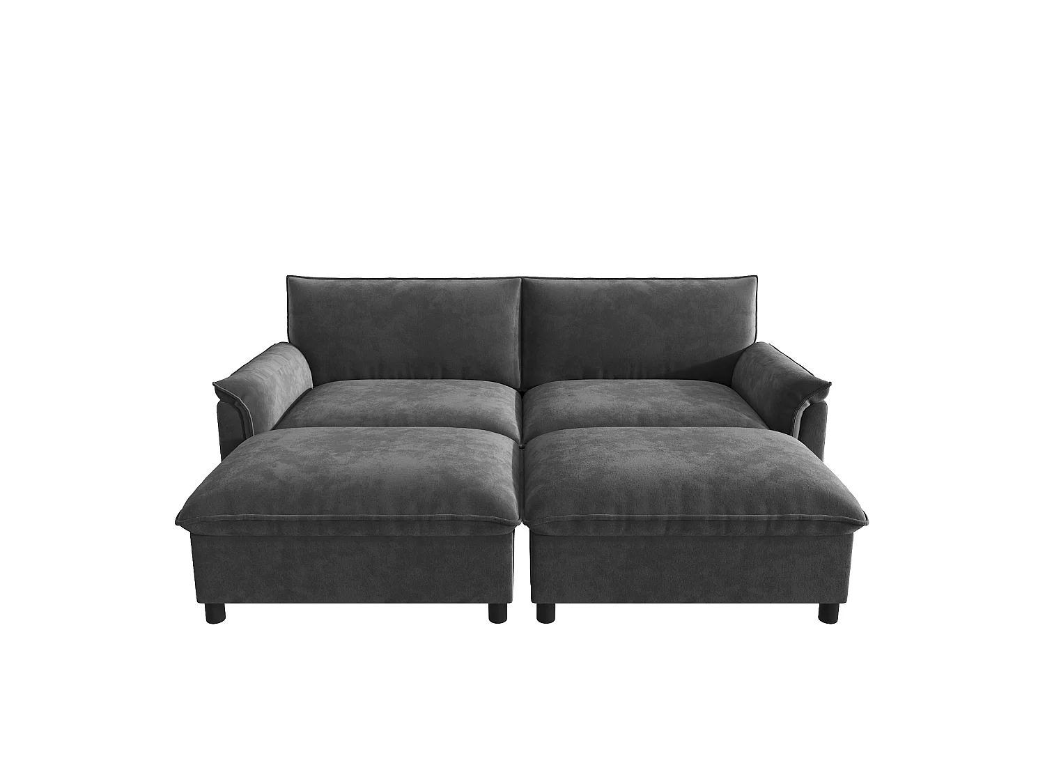 Modern Sofa 216 × 77 × 82 cm - with 2 Movable Footrests - with Storage Space - Chenille - Grey