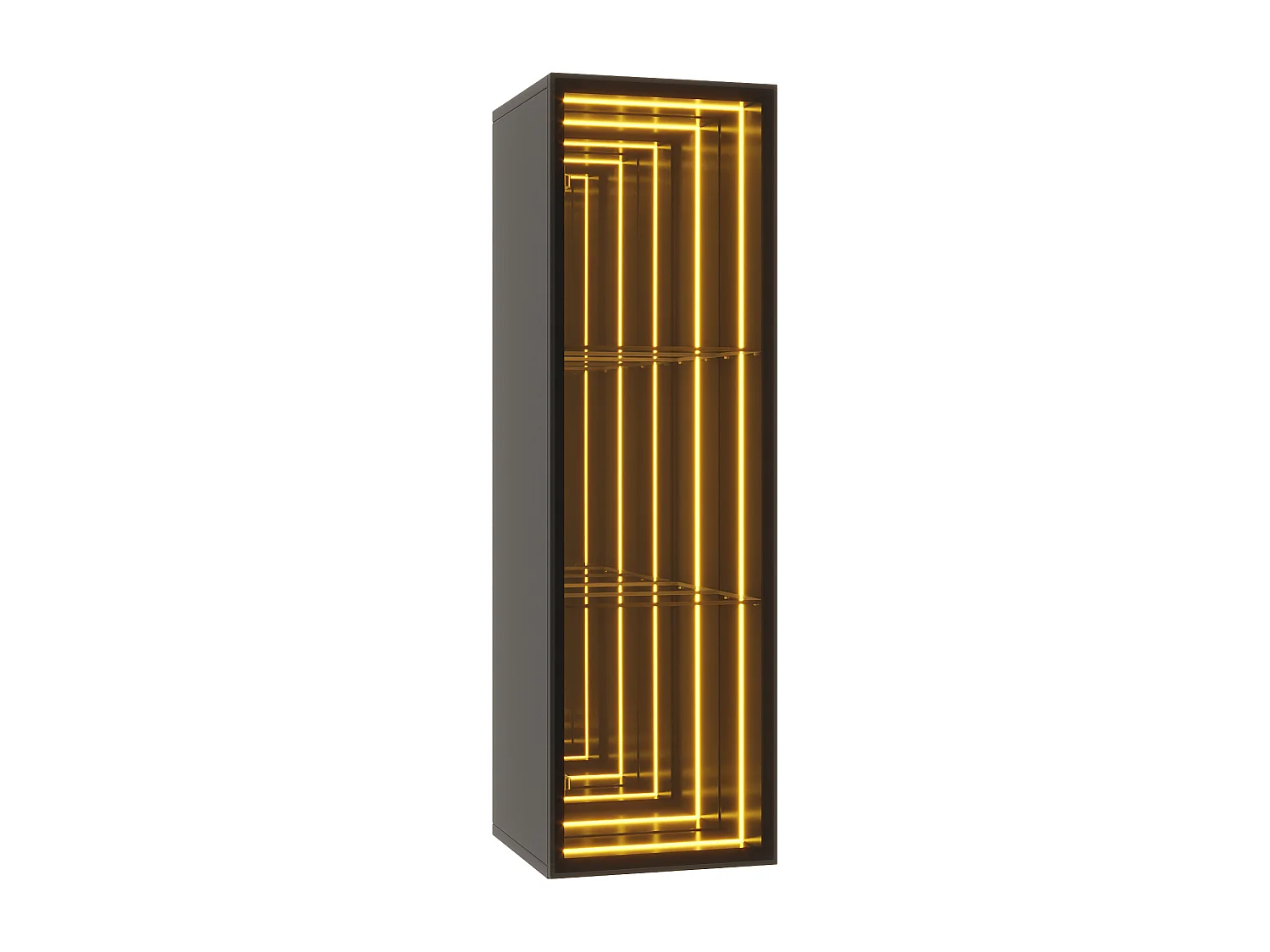 Vitrine 30x30x90 cm - LED-Beleuchtung - 1 Tür und 3 Aufbewahrungsfächer - verstellbare Regale - MDF + Glas - Schwarz