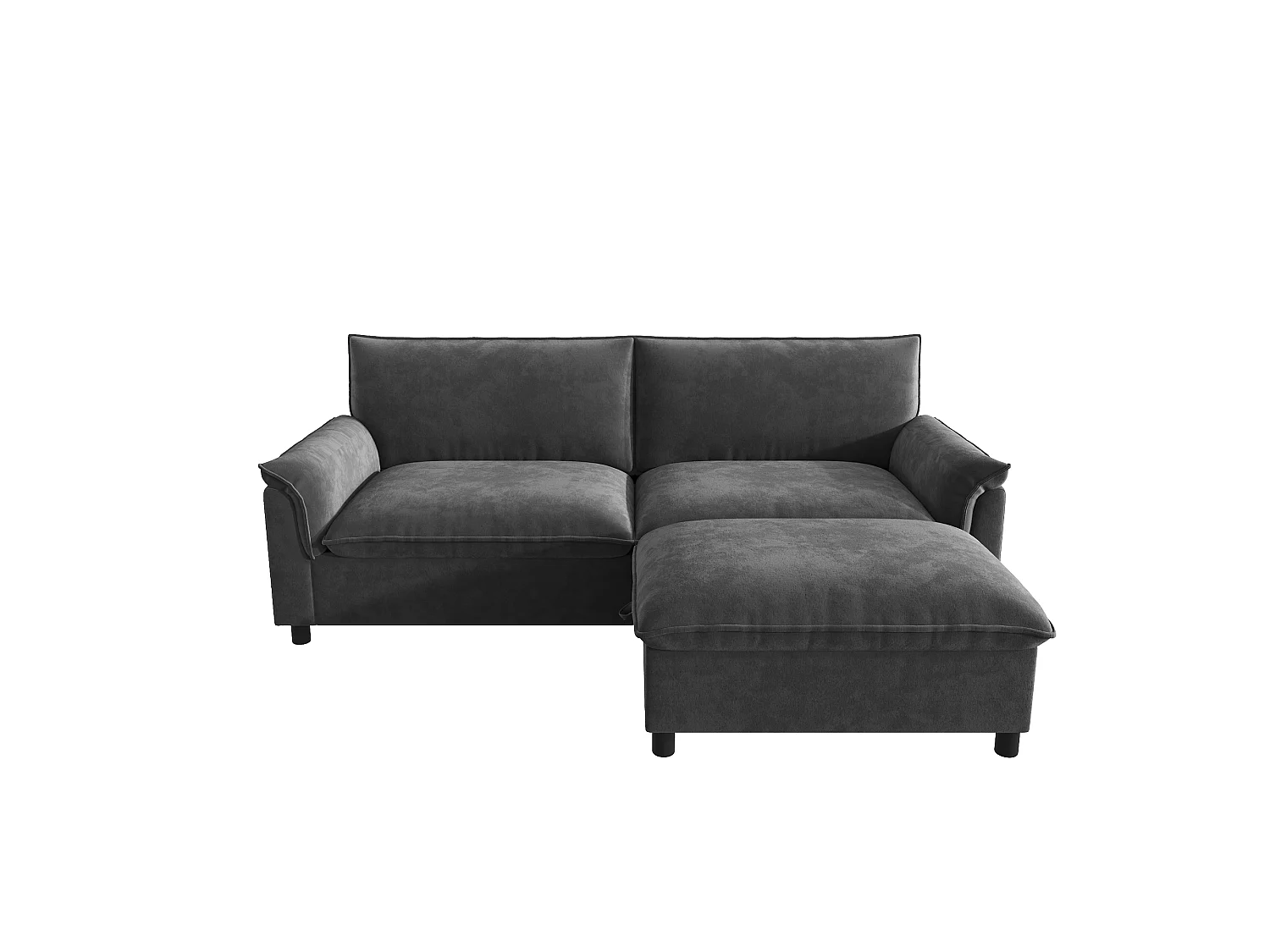 Modern Sofa 216 × 77 × 82 cm - with Removable Footrest - with Storage Space - Chenille - Grey