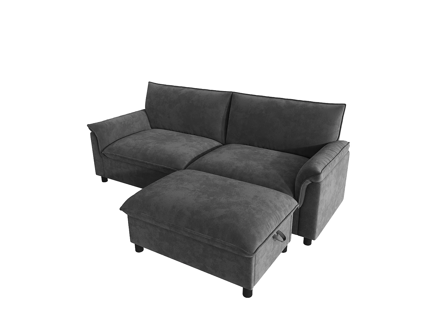 Modern Sofa 216 × 77 × 82 cm - with Removable Footrest - with Storage Space - Chenille - Grey