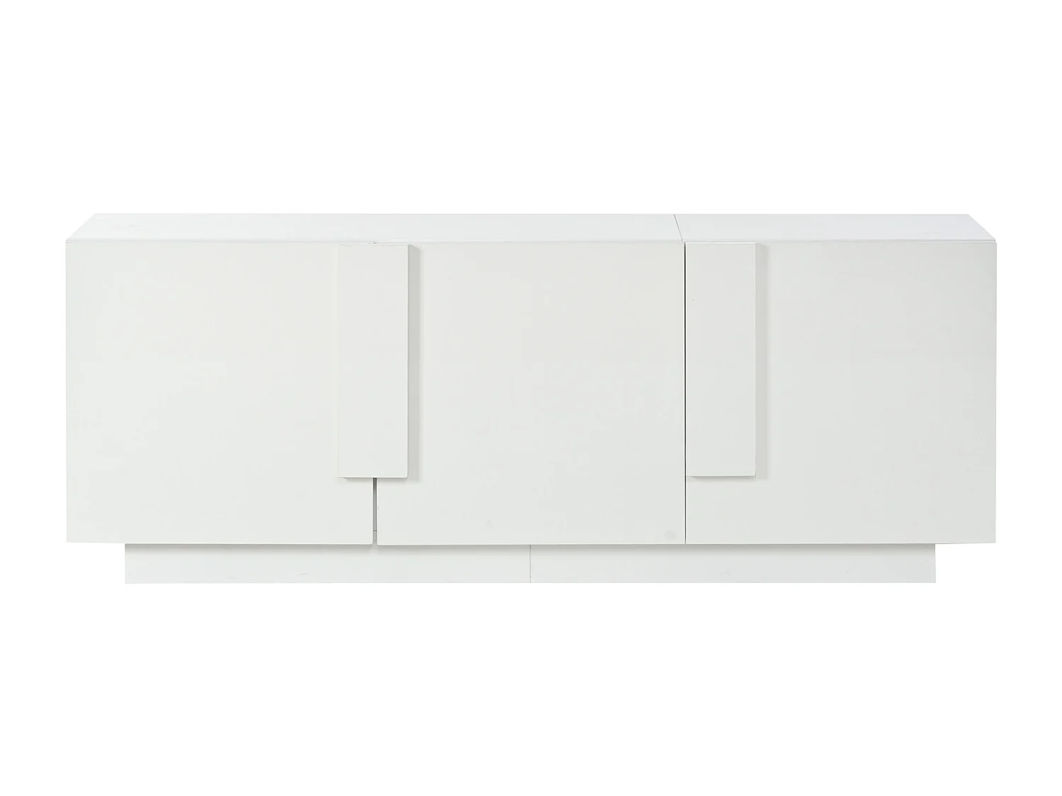 Buffet 160x35x60 cm - 3 portes et 6 étagères - Finition brillante - Panneaux de particules - Blanc