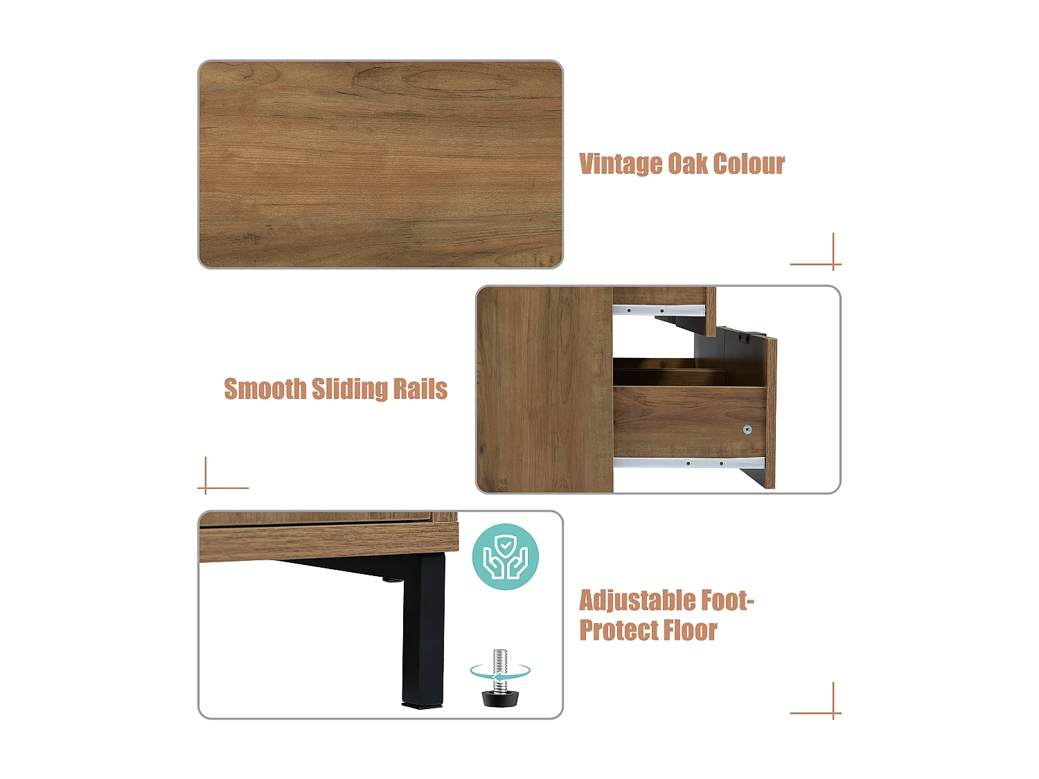 Sideboard with adjustable shelves - 6 drawers - Dark oak