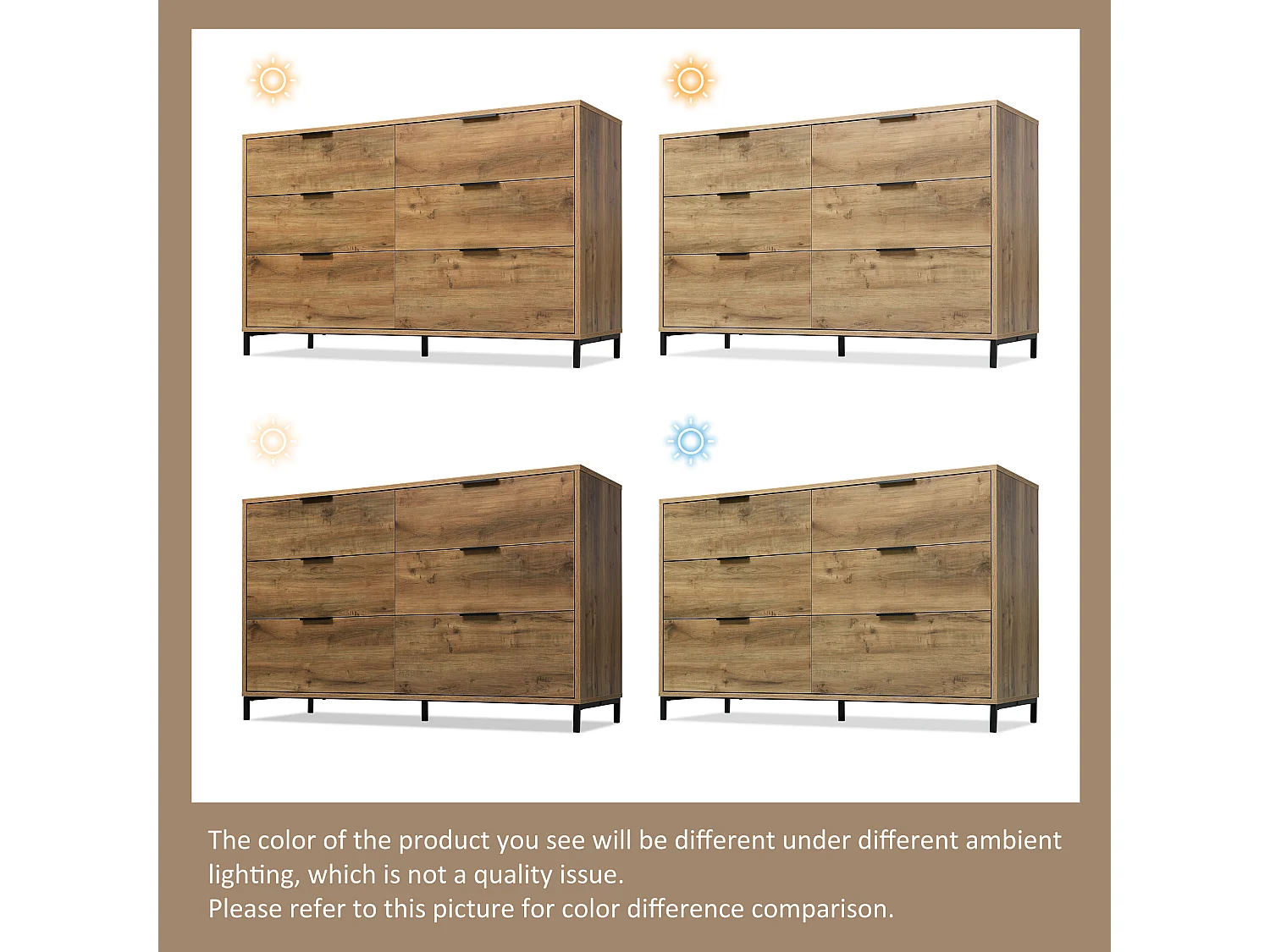 Sideboard with adjustable shelves - 6 drawers - Dark oak