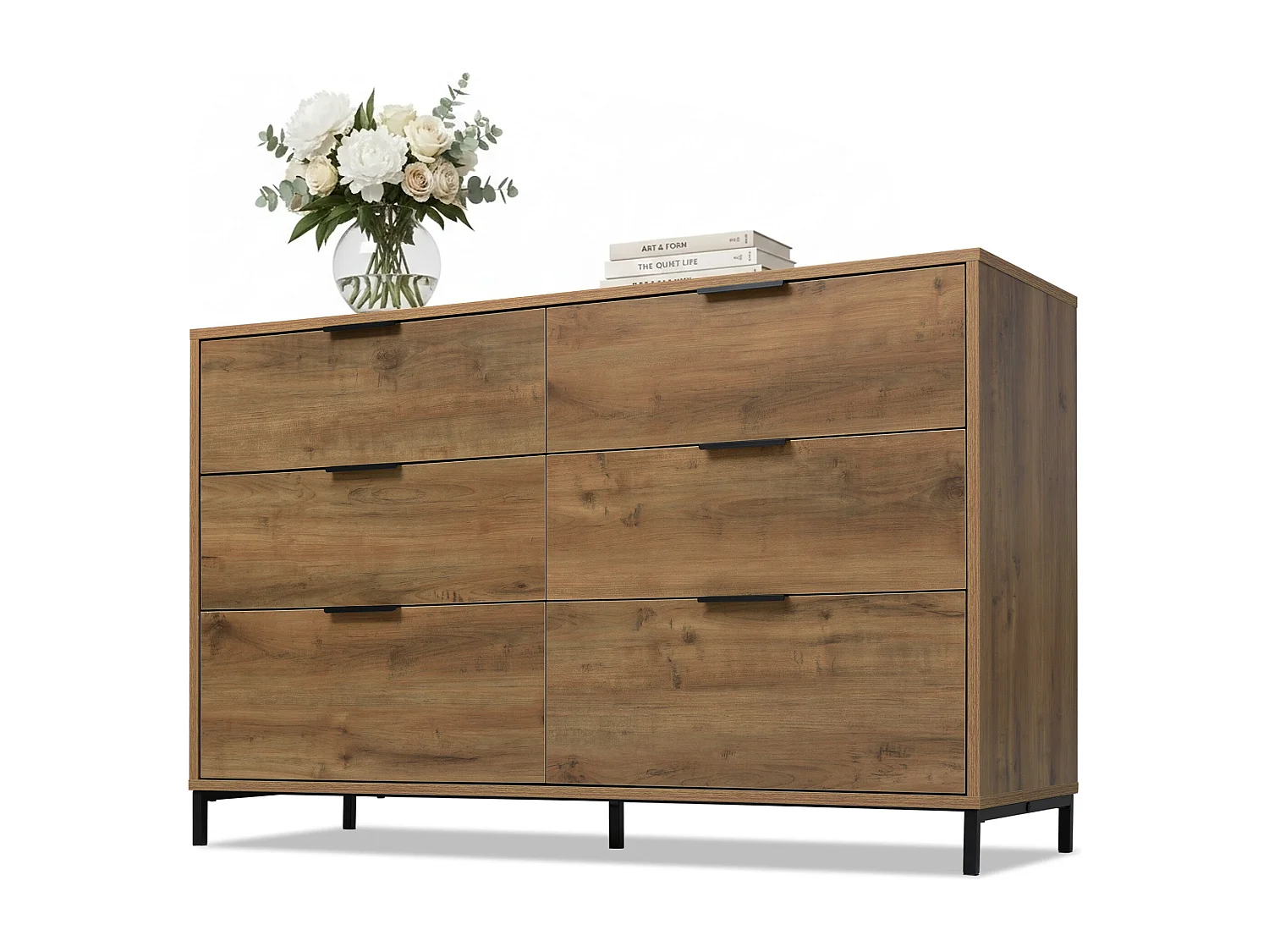 Sideboard with adjustable shelves - 6 drawers - Dark oak