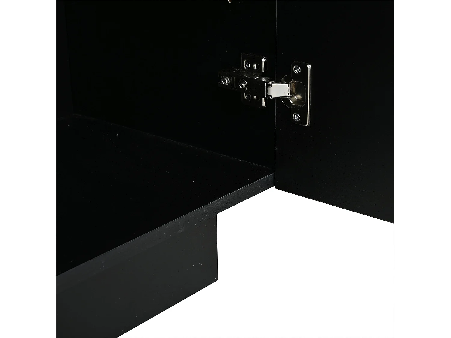 Buffet 160x35x60 cm - 3 portes et 6 étagères - Finition brillante - Panneaux de particules - Noir
