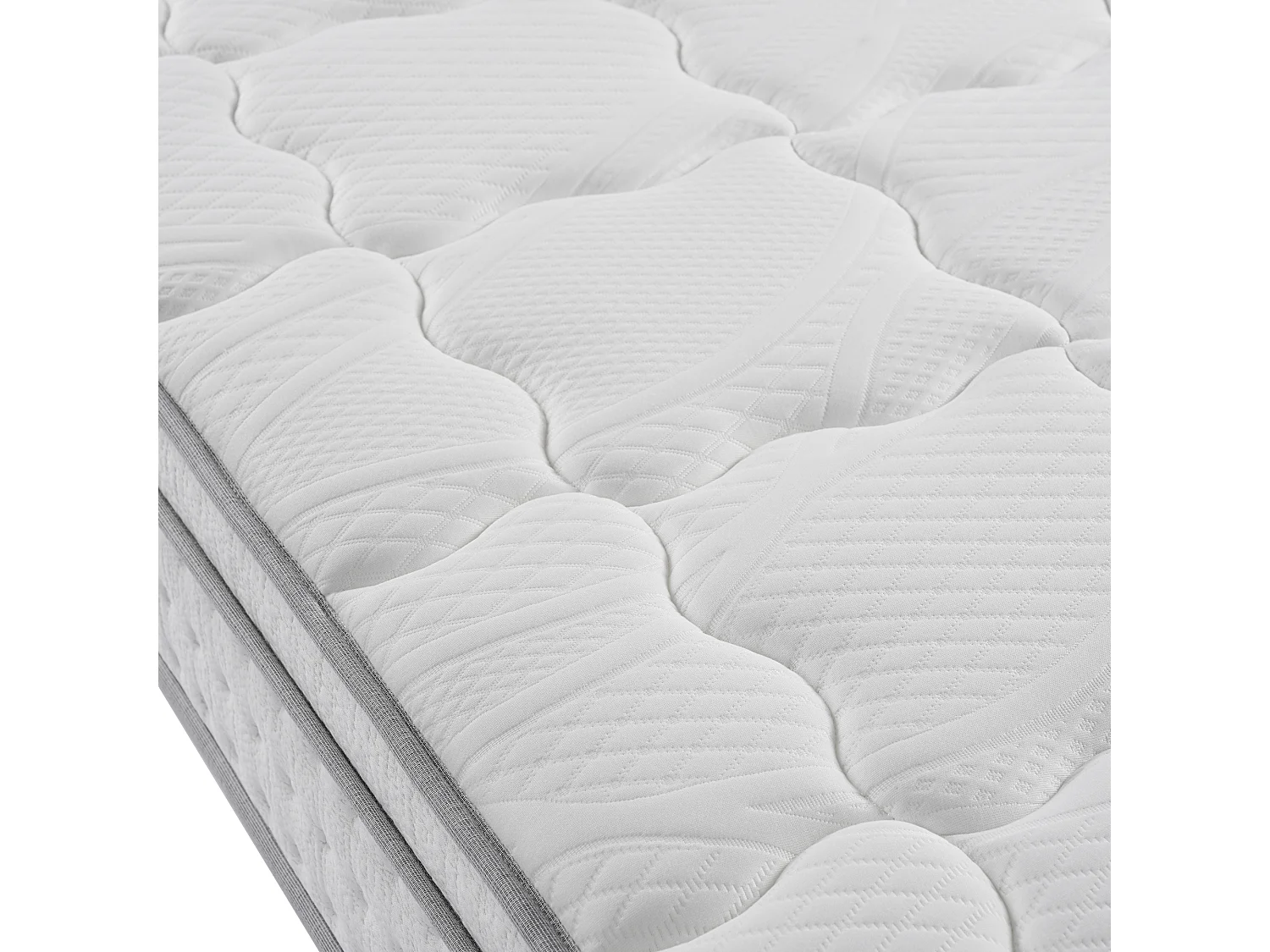 Fjädermadrass 90 x 200 cm - Nivå H3 - kallskum med 25 cm tjocklek - ergonomisk design - OEKO-TEX certifierad - Vit