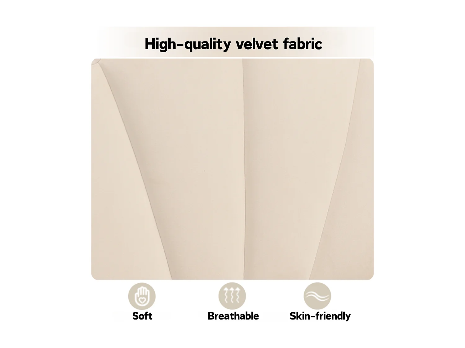 140x200cm Velvet Bed - Shell-Shaped Headboard - Beige