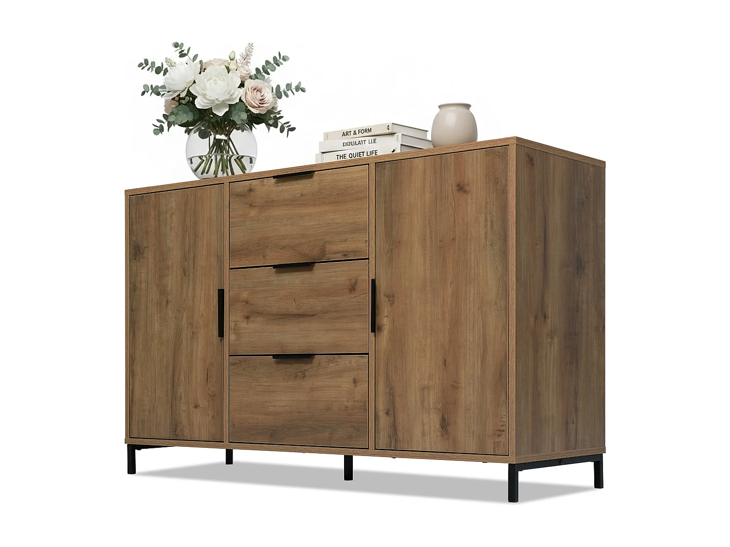 Sideboard with adjustable shelves - 2 doors and 3 drawers - dark oak