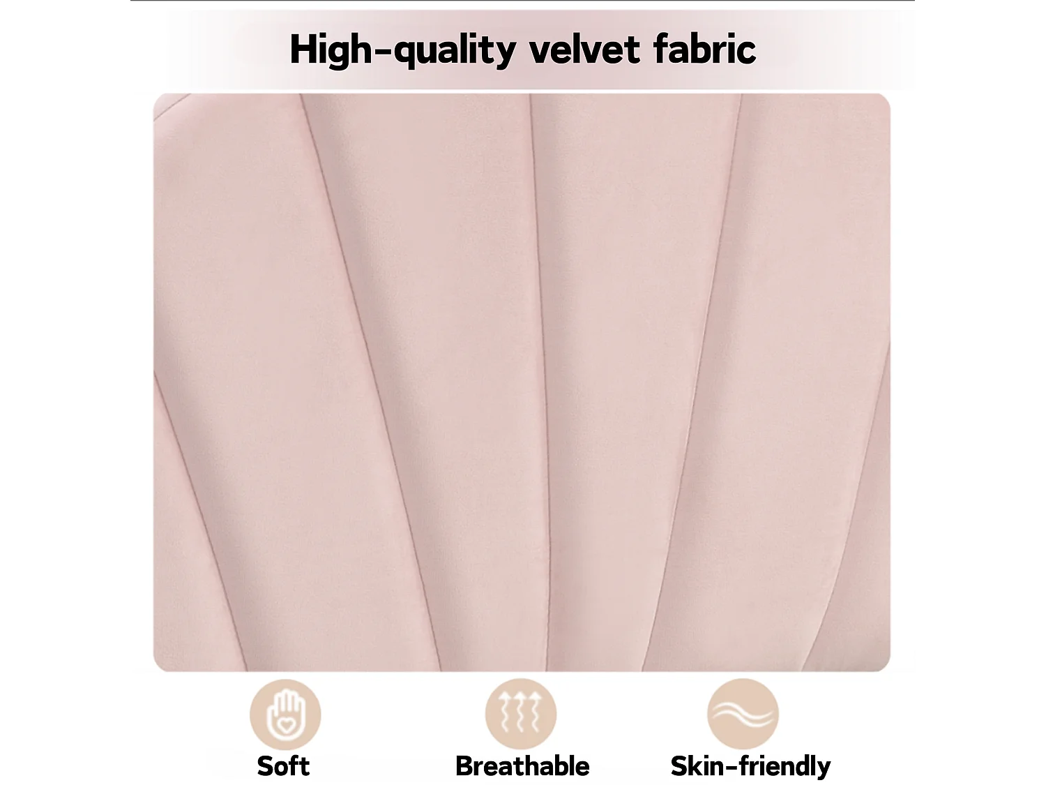 140x190cm Velvet Bed - Shell-Shaped Headboard - Beige