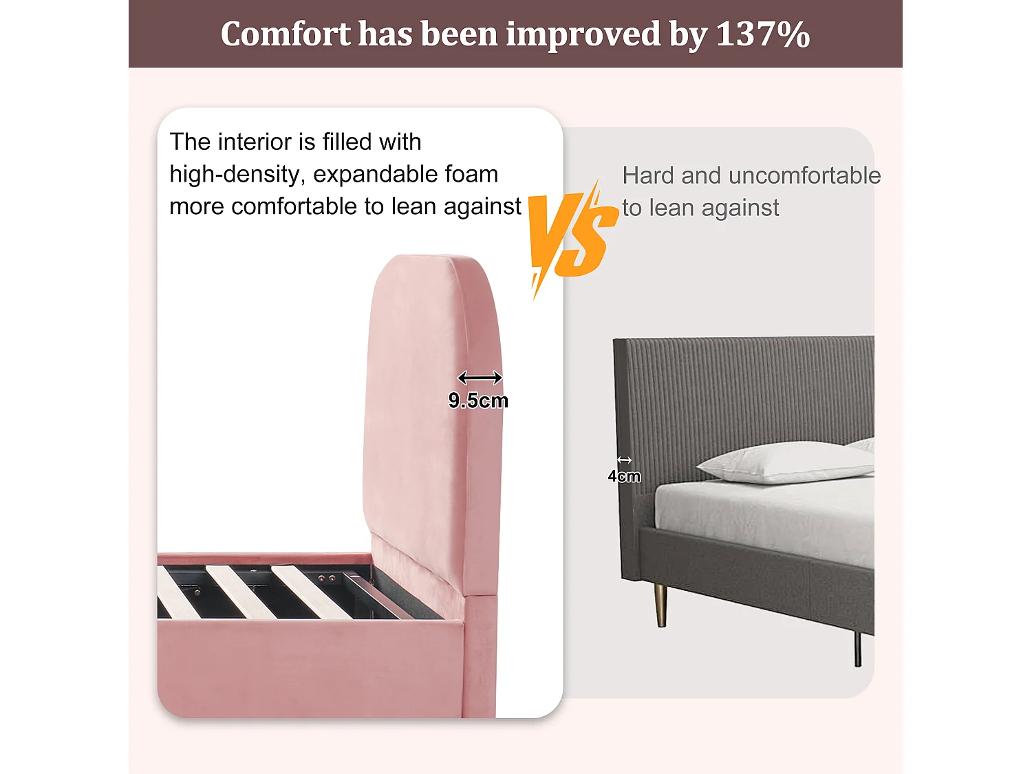 Children's storage bed 90x200cm - with padded headboard - with storage space - Velvet - Pink (mattress not included)