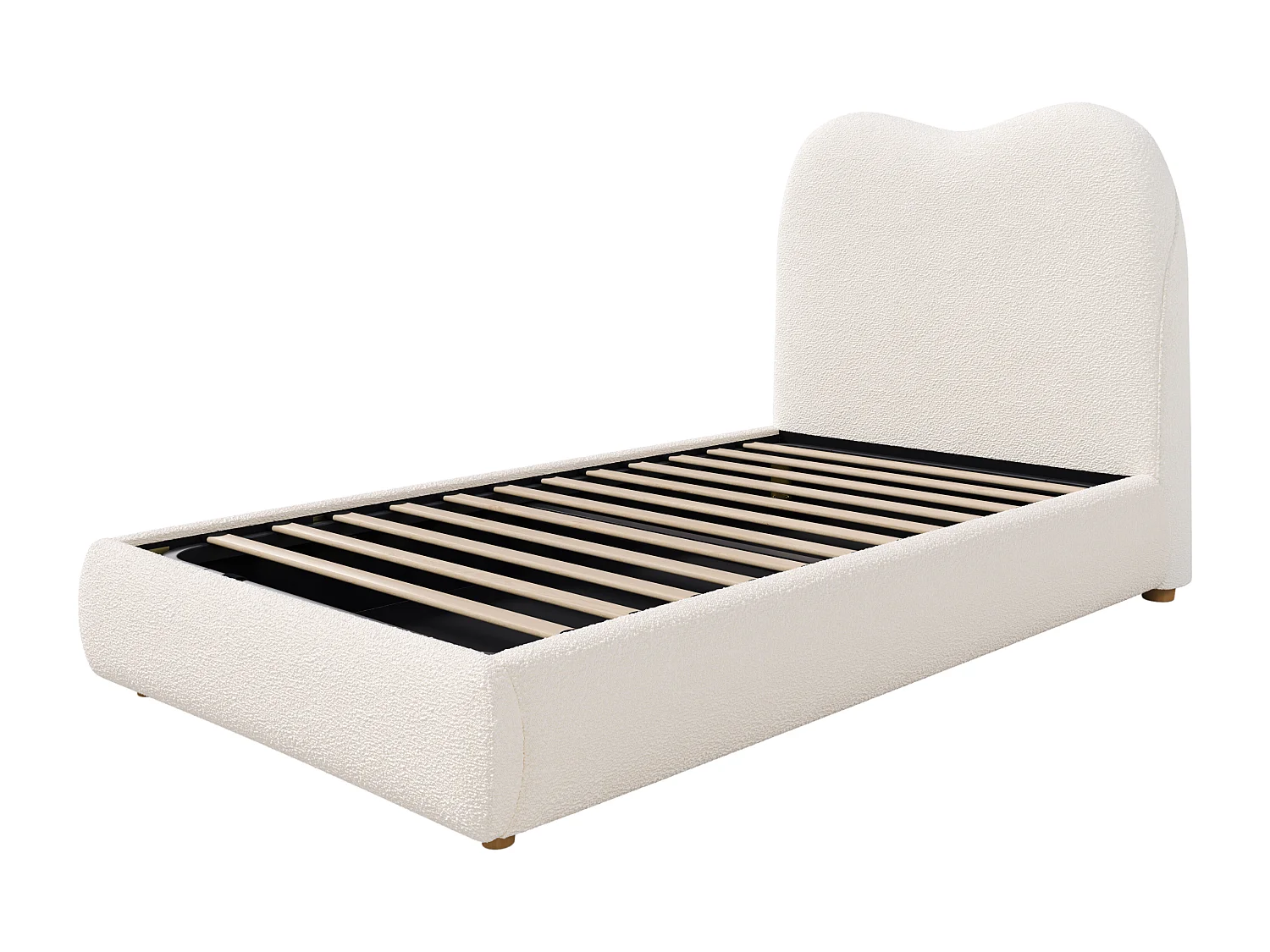 Children's storage bed 90x200 cm - with upholstered headboard - Velvet upholstery - Beige (mattress not included)