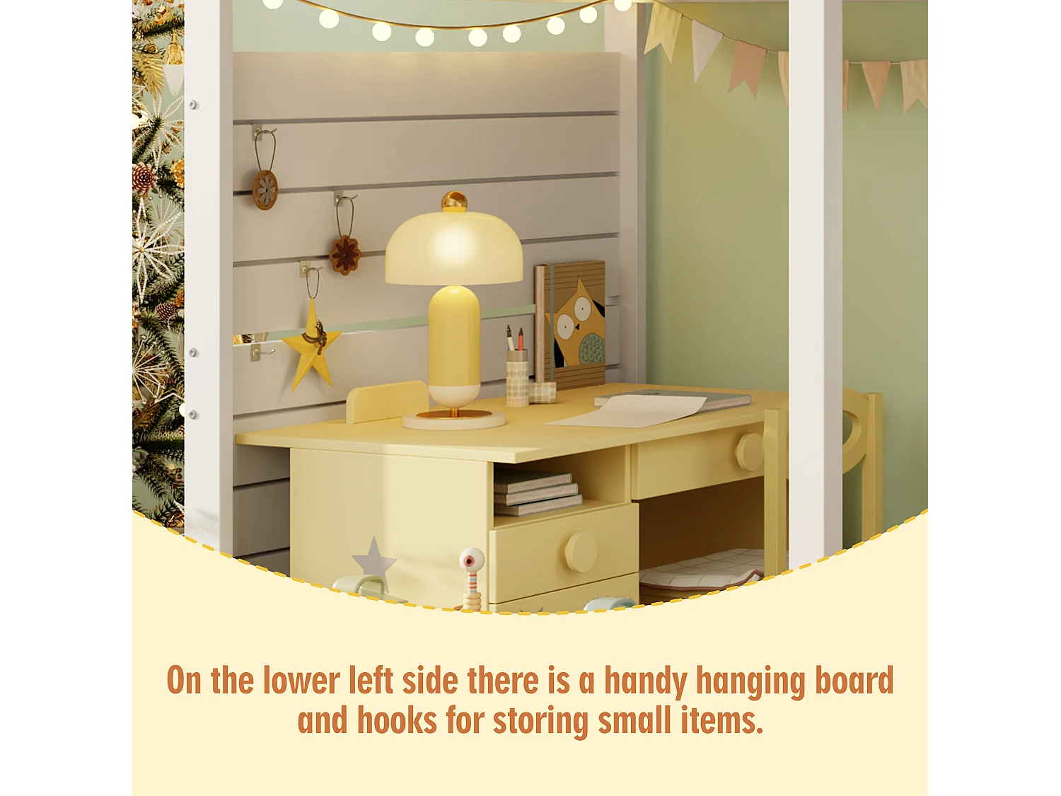 Children's loft bed 90x190cm - with storage ladder - with window - Solid wood + MDF - White (mattress not included)