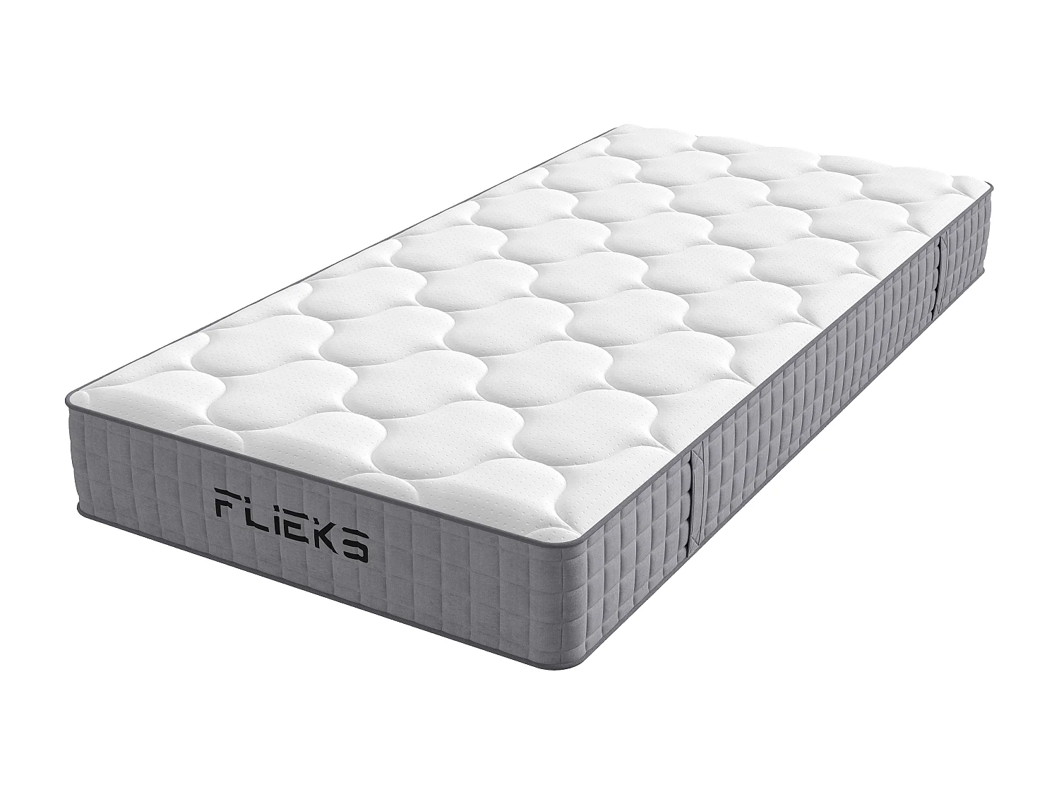 Springmadras 90 x 200 cm - 25 cm tykkelse - Fasthed H3 - Individuelt indpakkede fjedre - Ergonomisk - hvid
