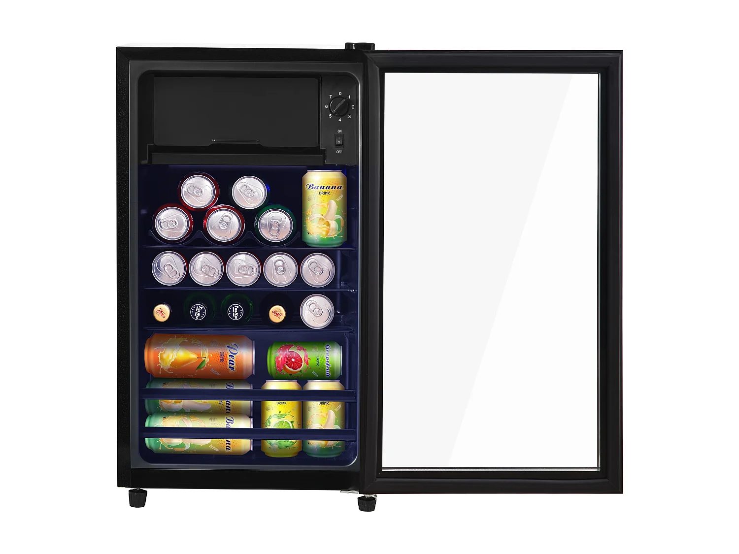 Mini-Kühlschrank - 6 L Gefrierfach + 70 L Kühlfach - energiesparend - LED-Anzeige - Schwarz