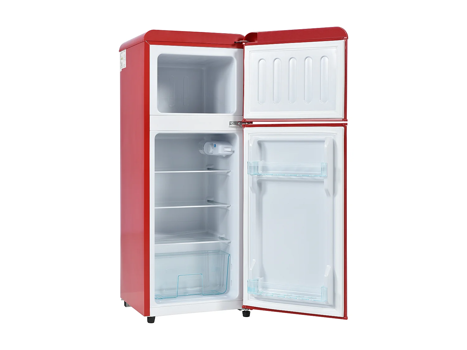 Mini Kühlschrank Retro - 92L Gesamt, 28L Gefrierfach, 64L Kühlschrank - Energieklasse D - mit LED - Rot