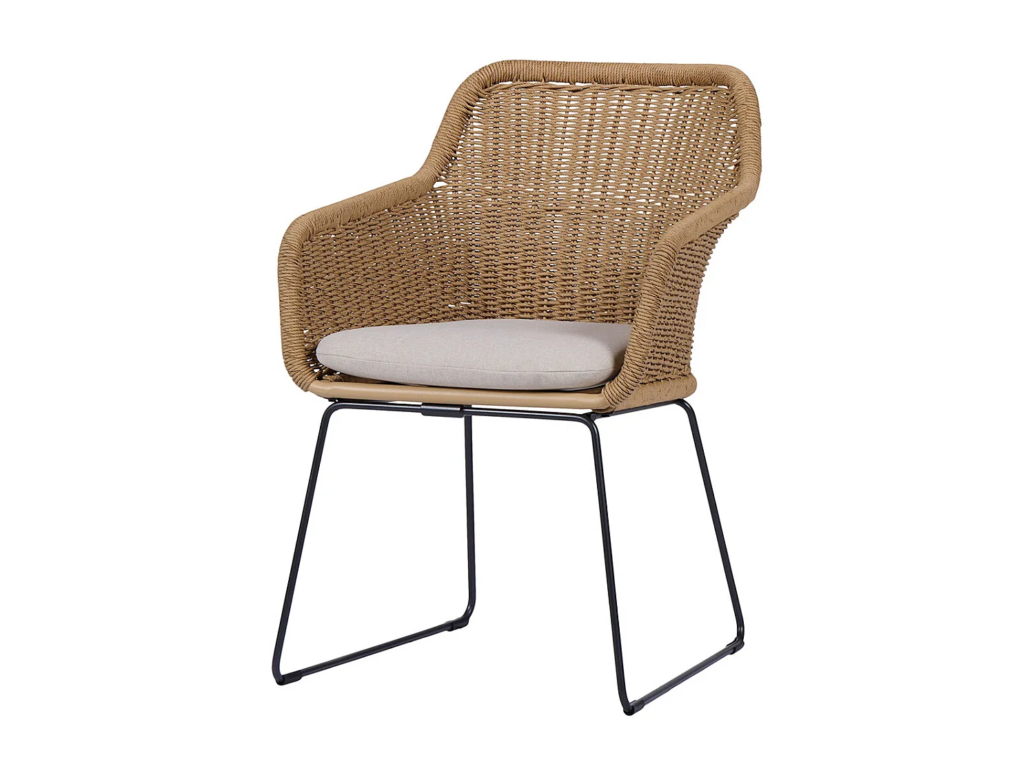 Sif Gartenstuhl Polyrattan mit Kissen schwarz, natur.