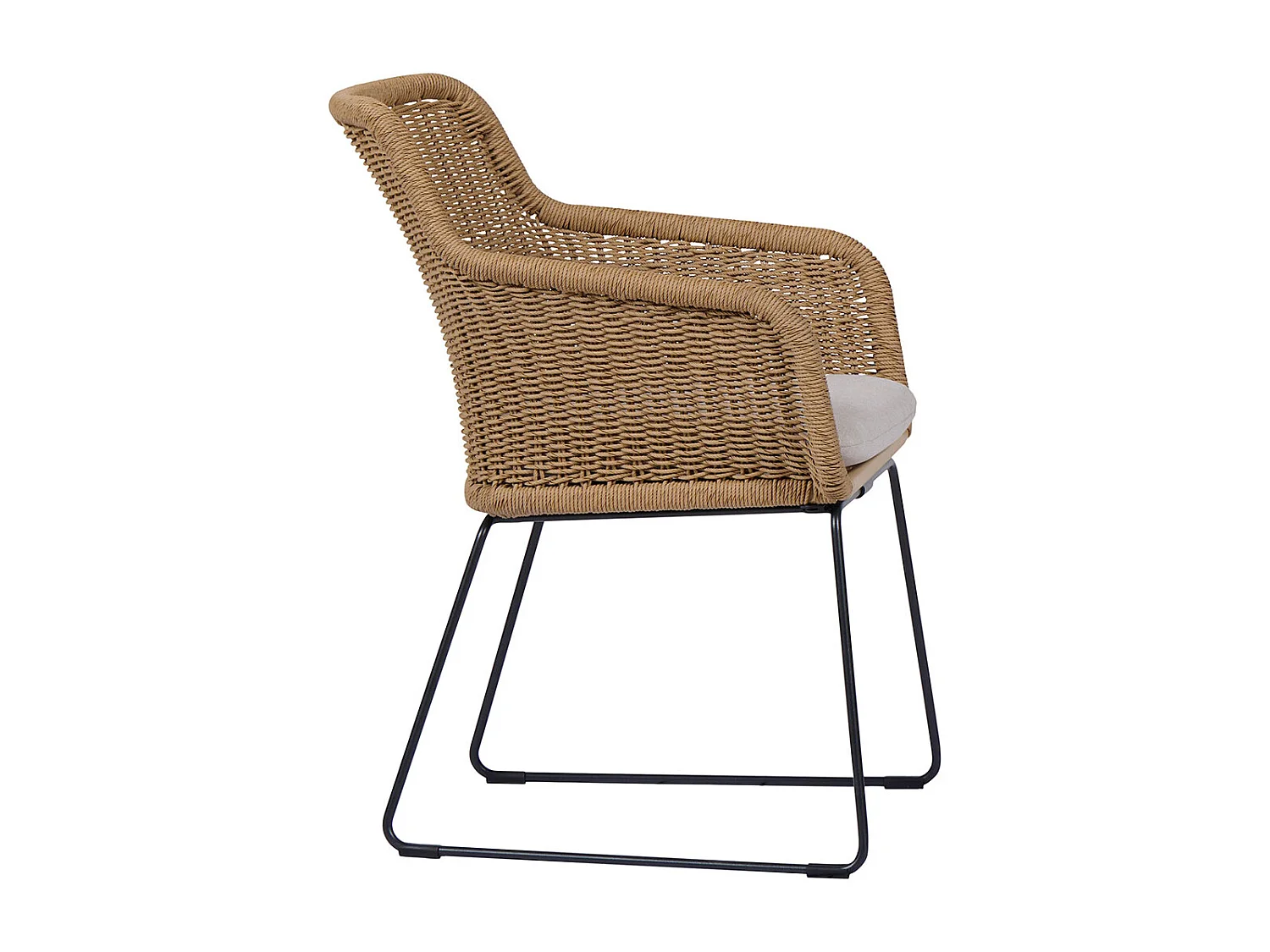 Sif Gartenstuhl Polyrattan mit Kissen schwarz, natur.