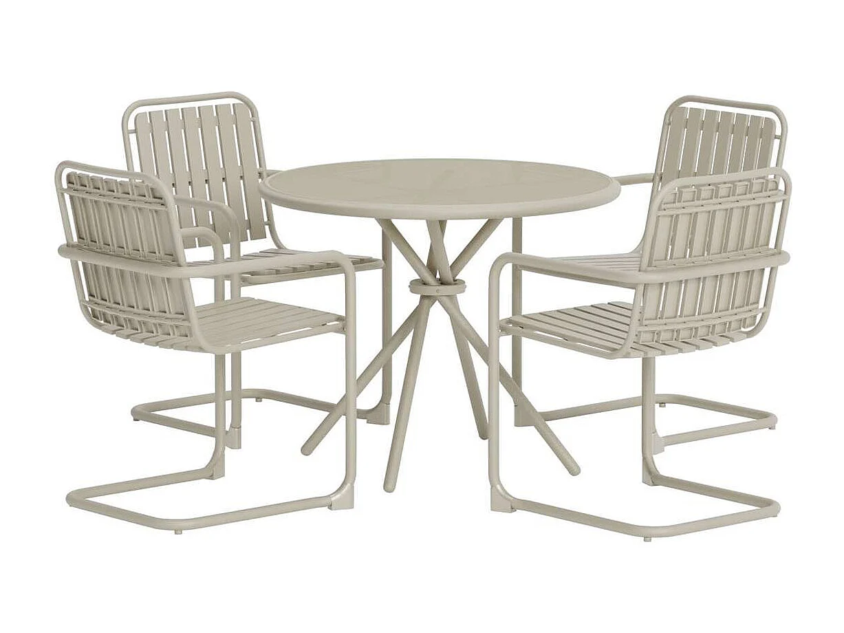 Chios set de jardin table 90x90cm 4 chaises beige.
