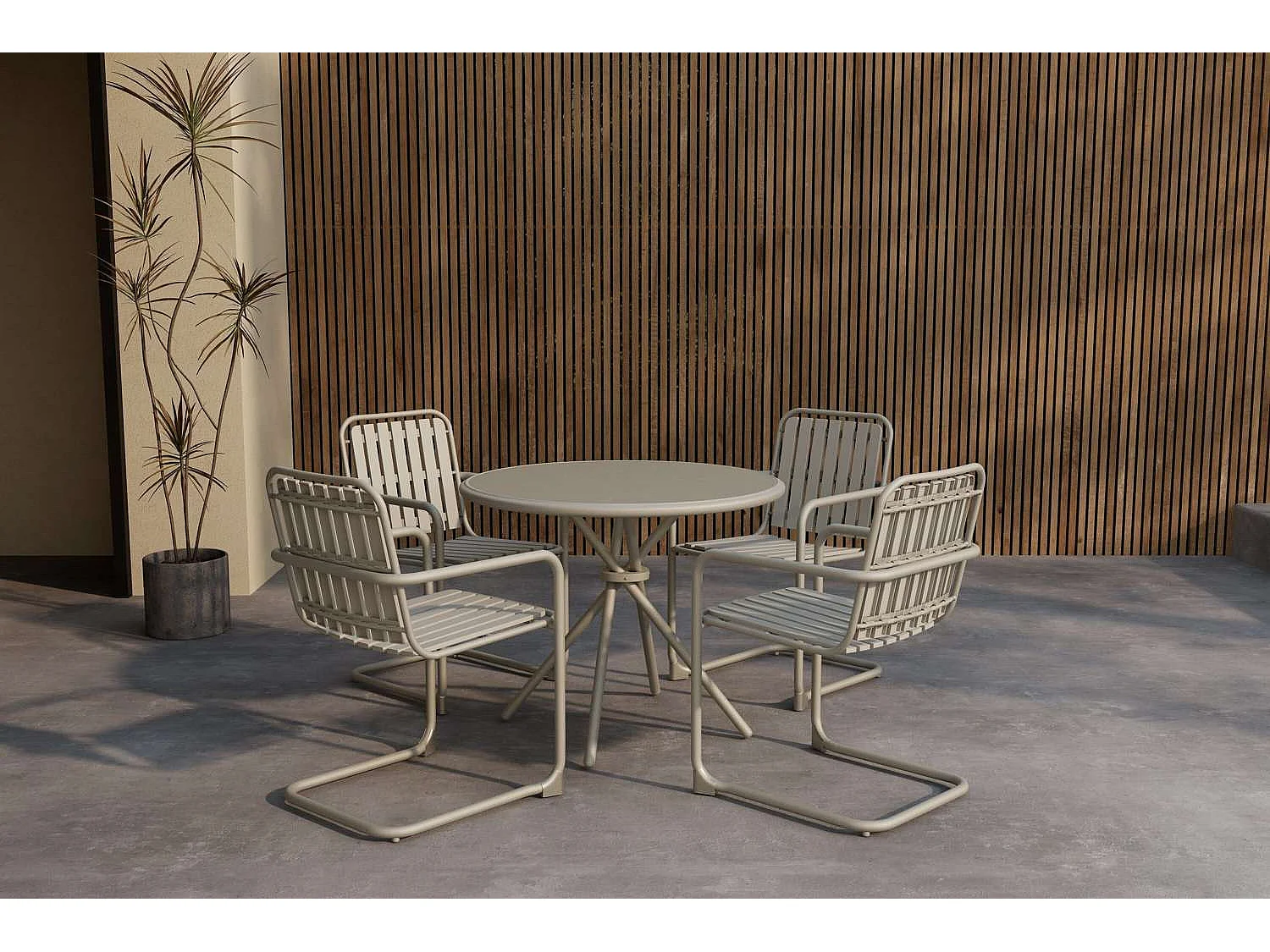 Chios set de jardin table 90x90cm 4 chaises beige.