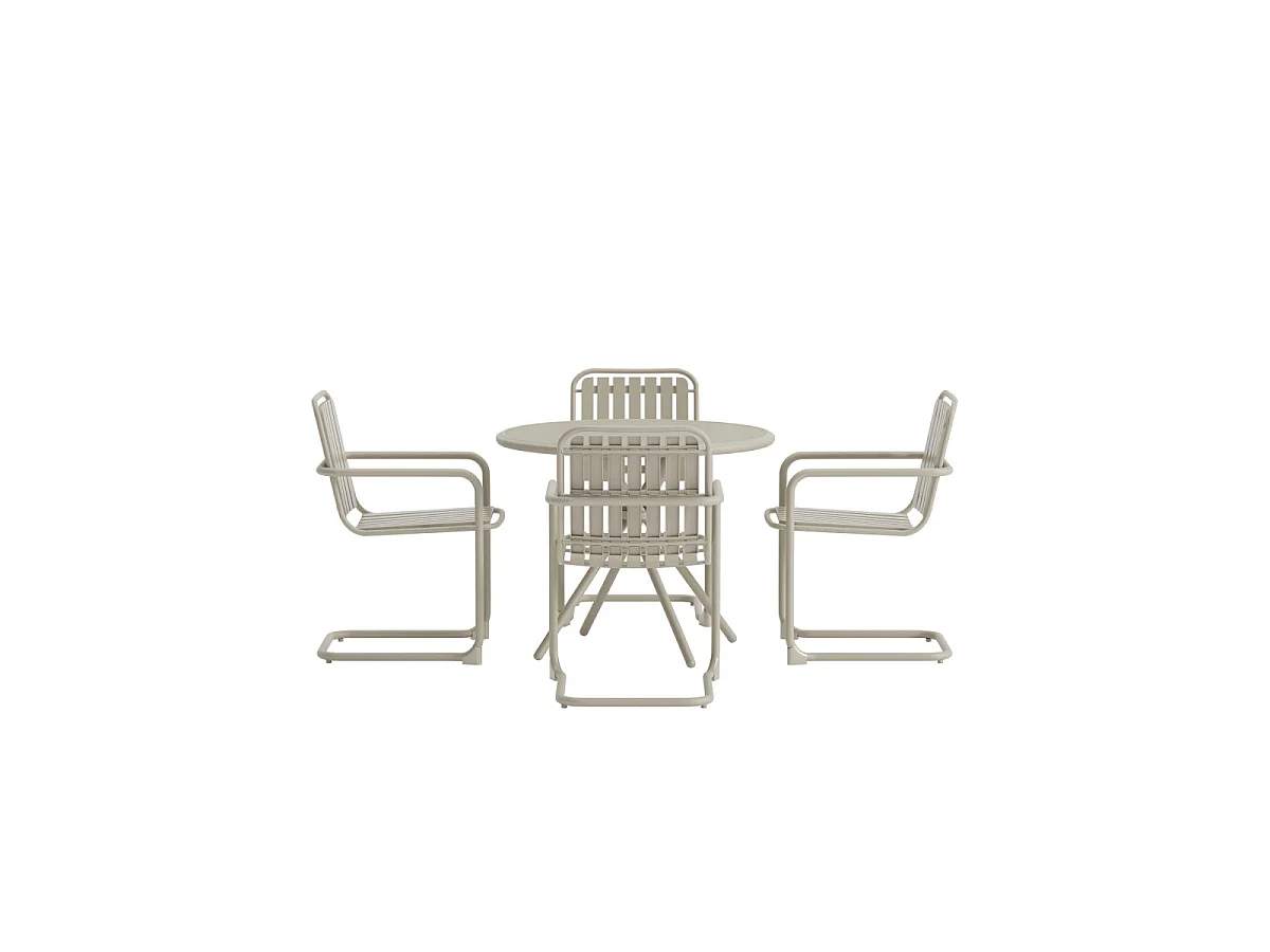 Chios tuinmeubelset tafel 90x90cm 4 stoelen beige.