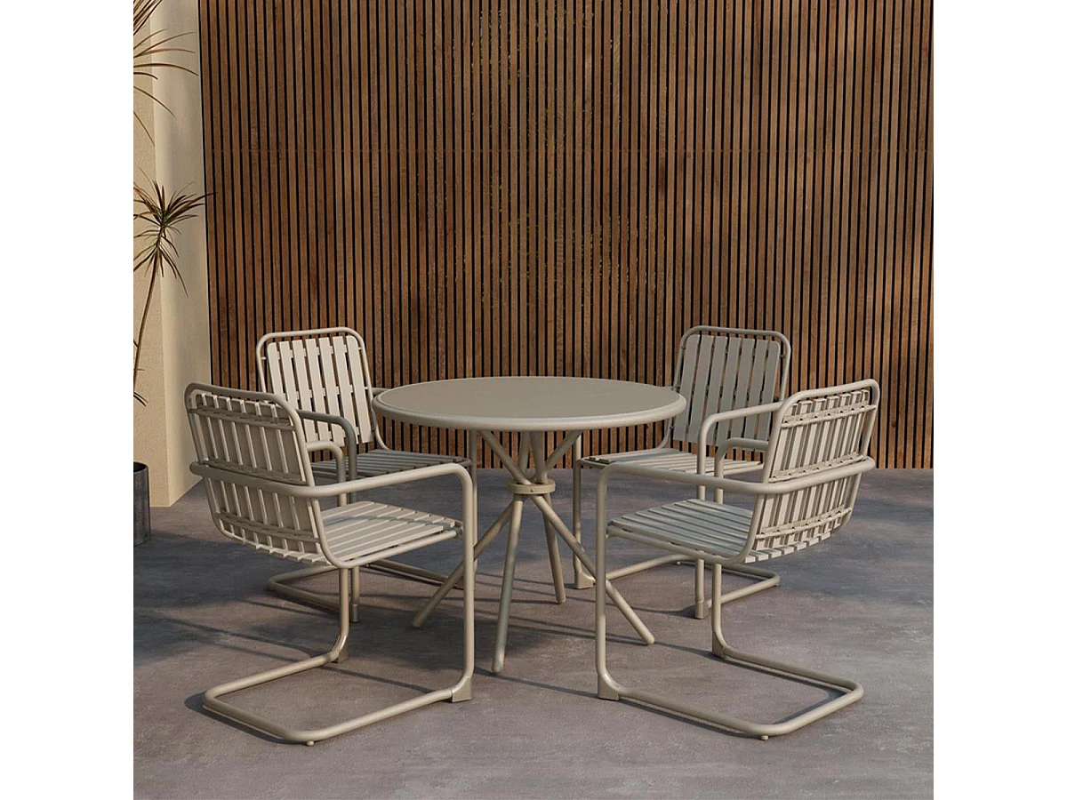 Chios tuinmeubelset tafel 90x90cm 4 stoelen beige.