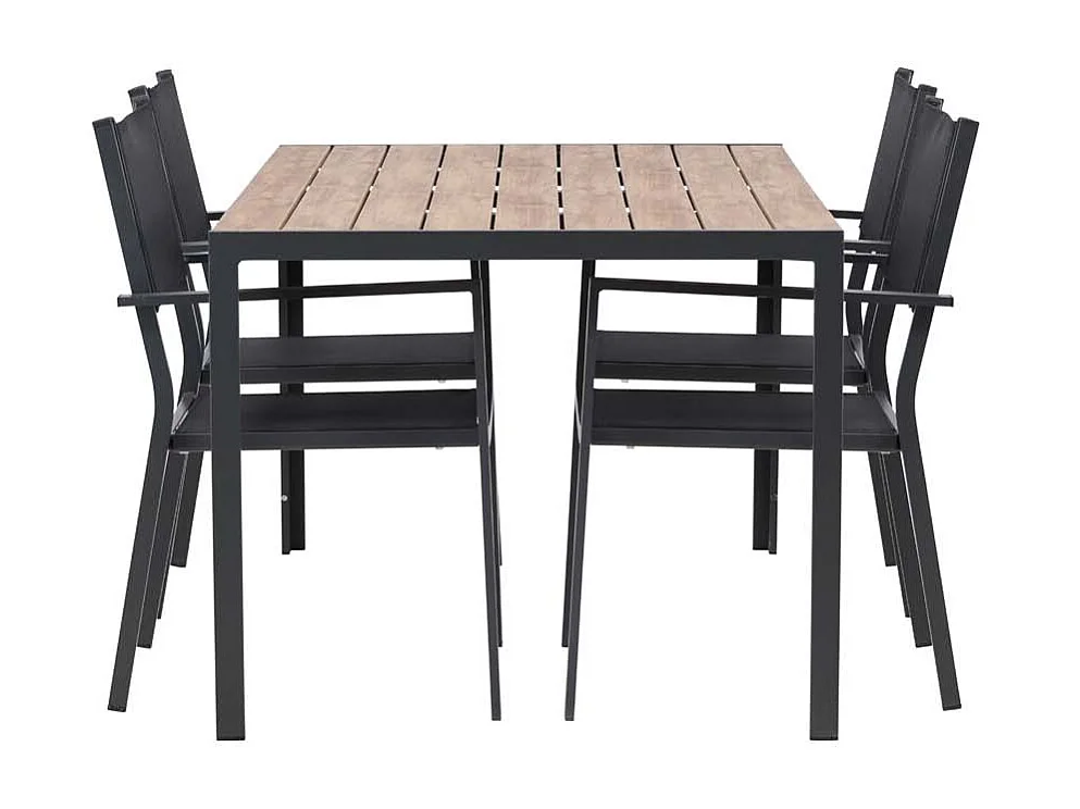 Break tuinmeubelset tafel 90x150cm naturel, 4 stoelen Copacabana zwart.