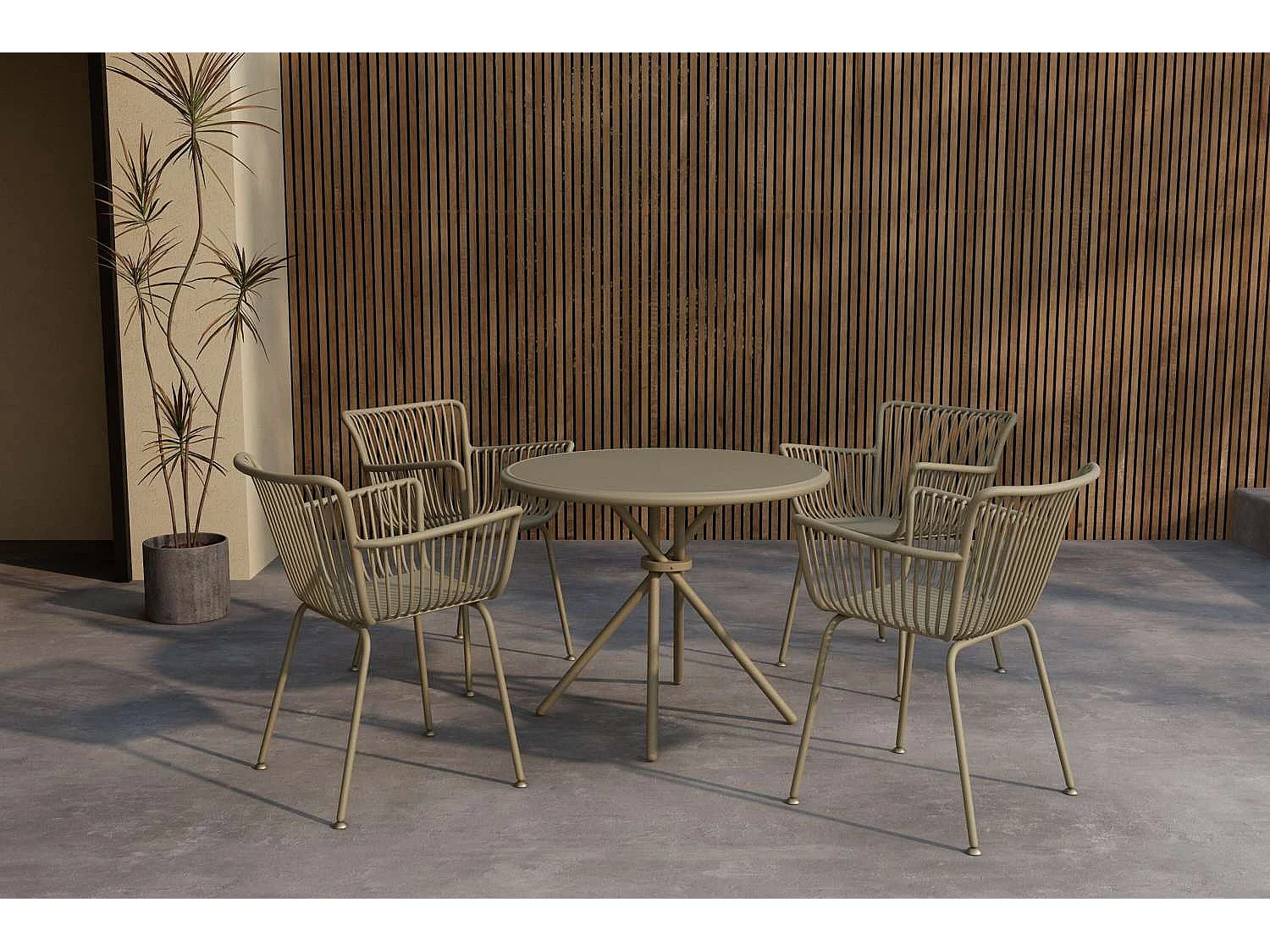 Sifnos tuinmeubelset tafel 90x90cm 4 stoelen beige.