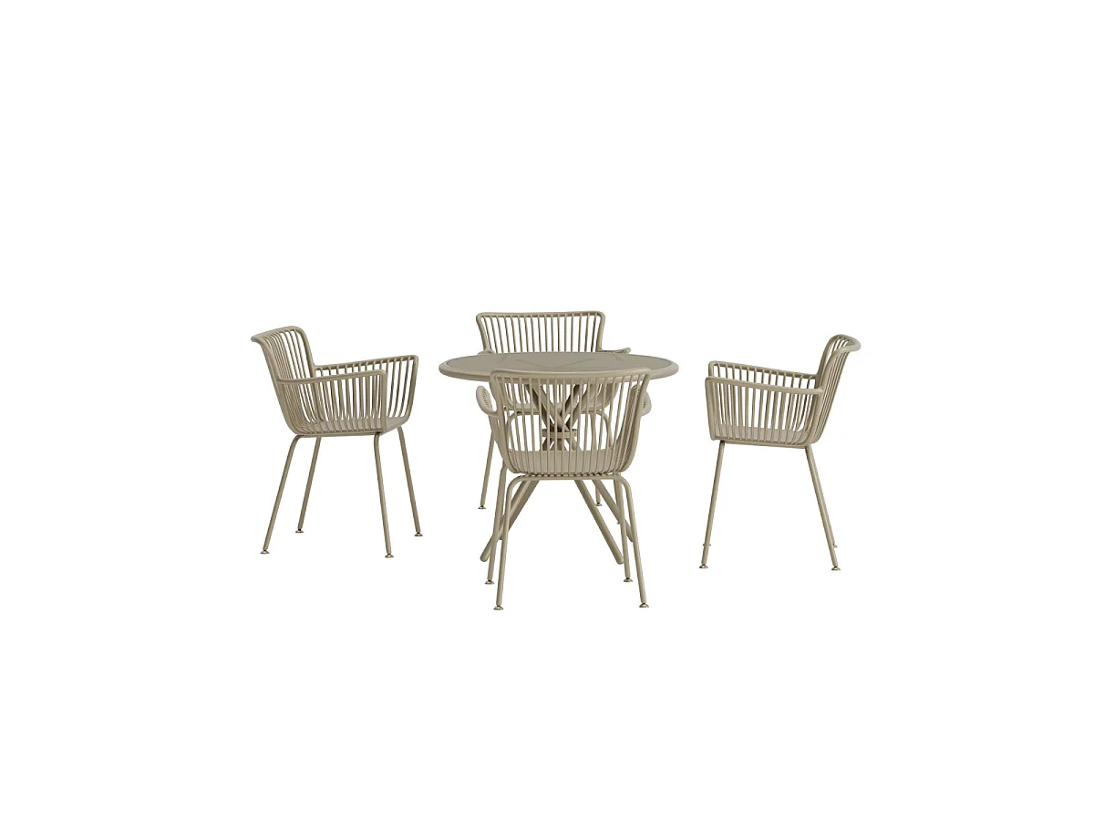 Sifnos tuinmeubelset tafel 90x90cm 4 stoelen beige.