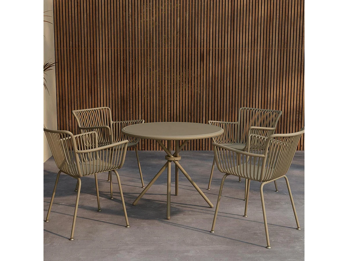 Sifnos tuinmeubelset tafel 90x90cm 4 stoelen beige.