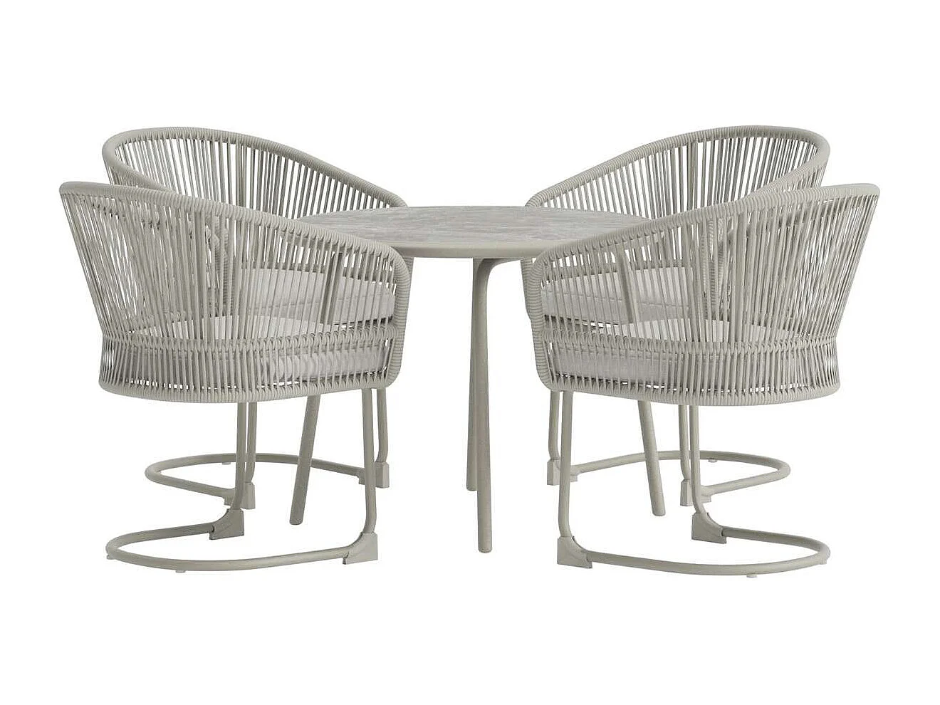 Tilos set de jardin table 90x90cm 4 chaises gris clair.