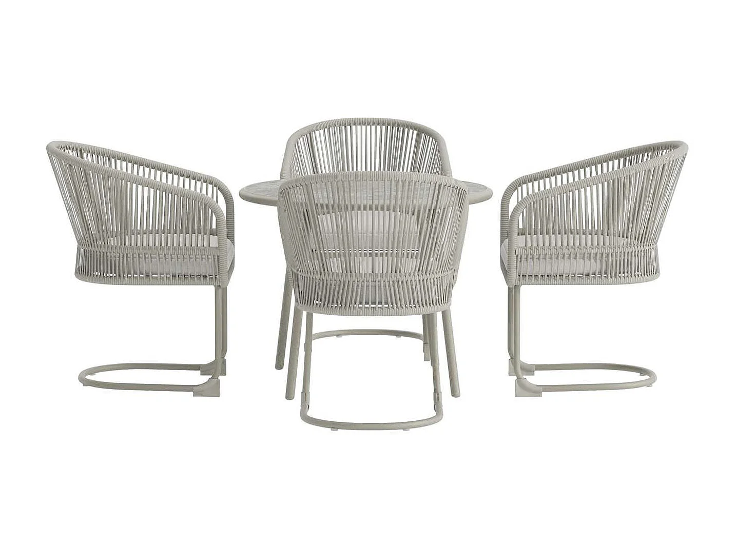 Tilos set de jardin table 90x90cm 4 chaises gris clair.