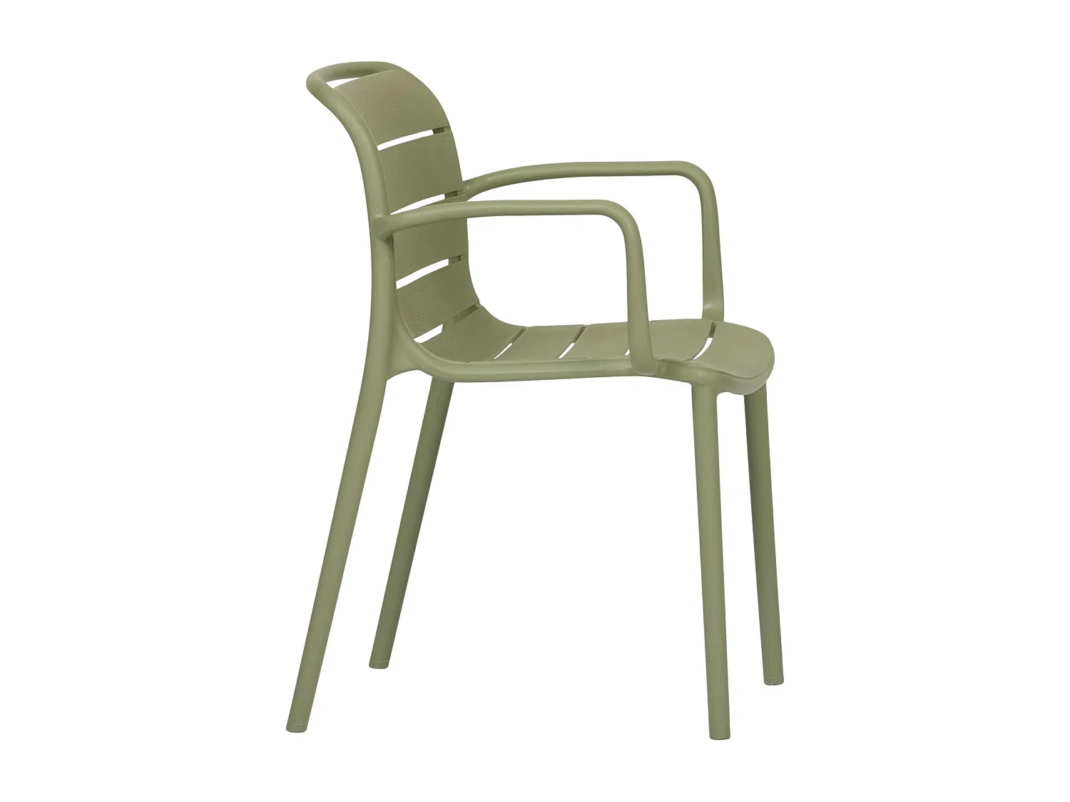 Silja chaise de jardin avec accoudoirs empilable vert.