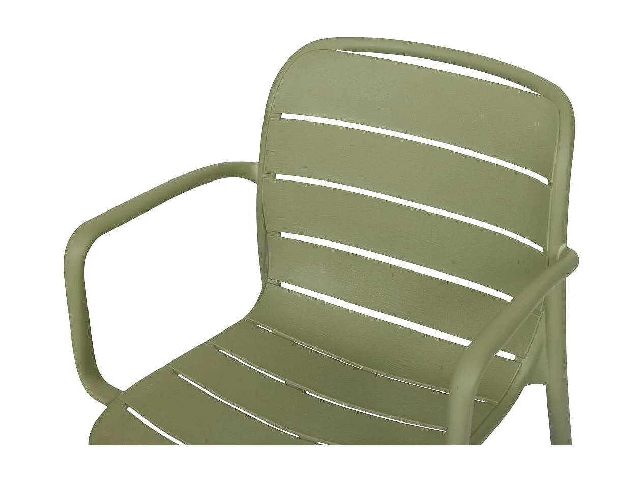 Silja chaise de jardin avec accoudoirs empilable vert.