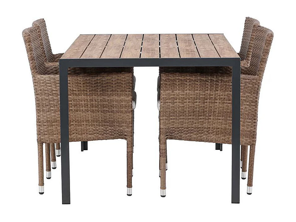 Break Gartenset Tisch 90x150cm natur, 4 Stühle Malina natur.