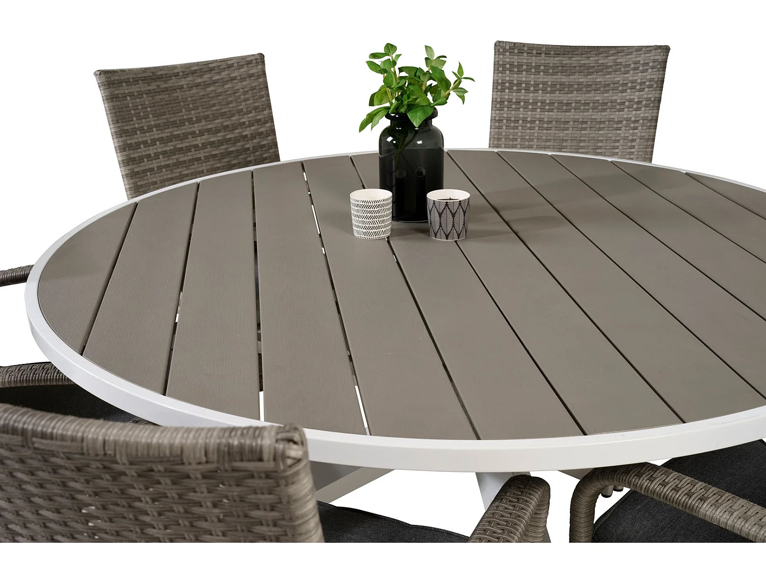Parma tuinmeubelset tafel Ø140cm en 6 stoel Anna grijs.