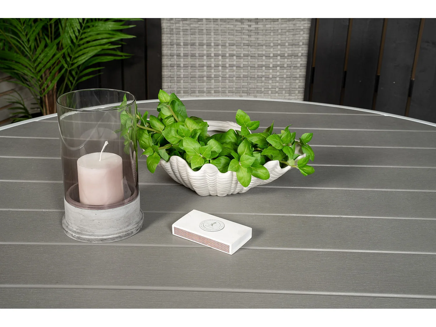 Parma tuinmeubelset tafel Ø140cm en 6 stoel Anna grijs.