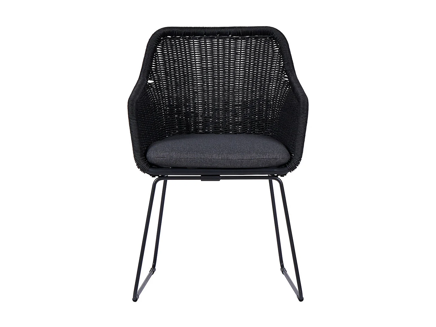 Sif Gartenstuhl Polyrattan mit Kissen schwarz, grau.