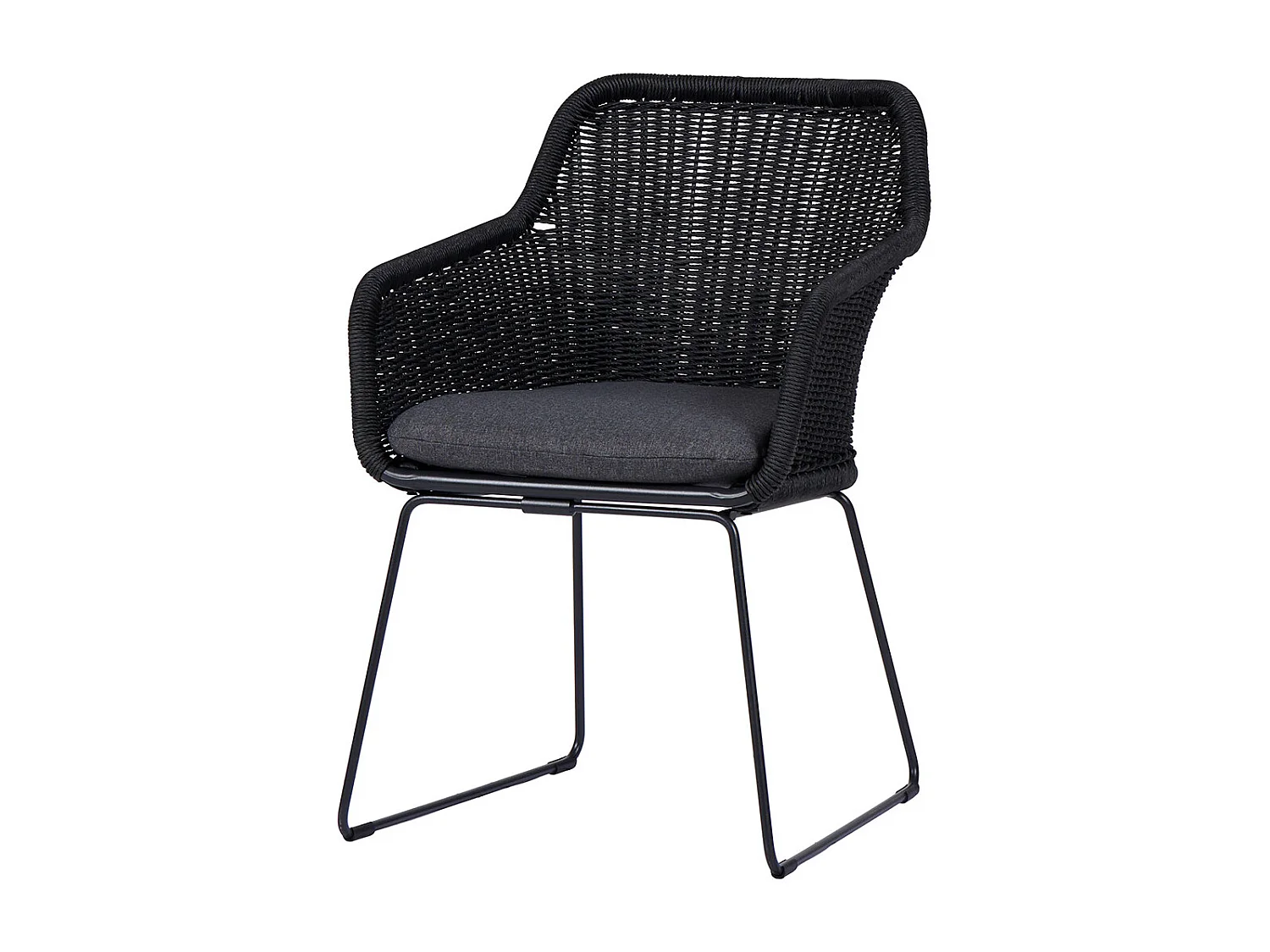 Sif Gartenstuhl Polyrattan mit Kissen schwarz, grau.