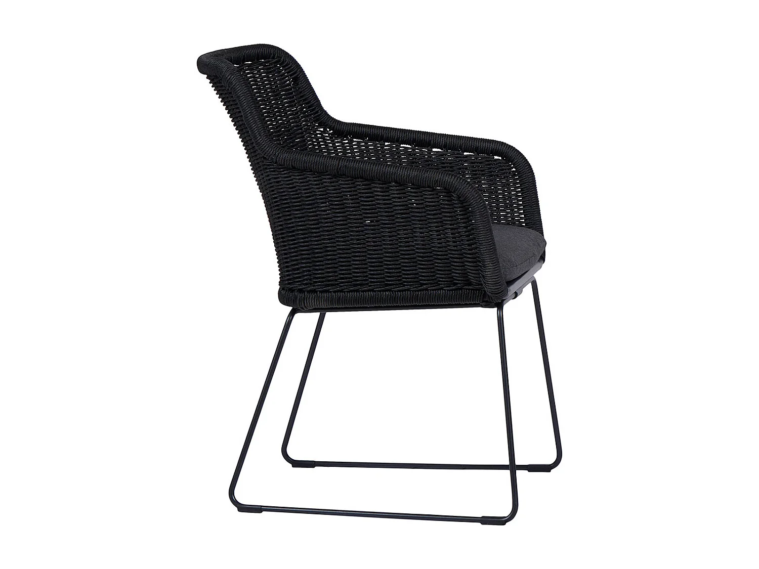 Sif Gartenstuhl Polyrattan mit Kissen schwarz, grau.